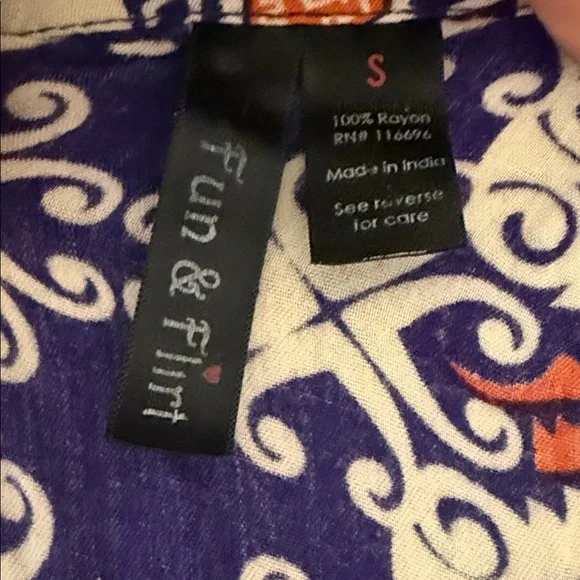 Fun & Flirt Blue and Orange Geometric Maxi Dress - Picture 3 of 3